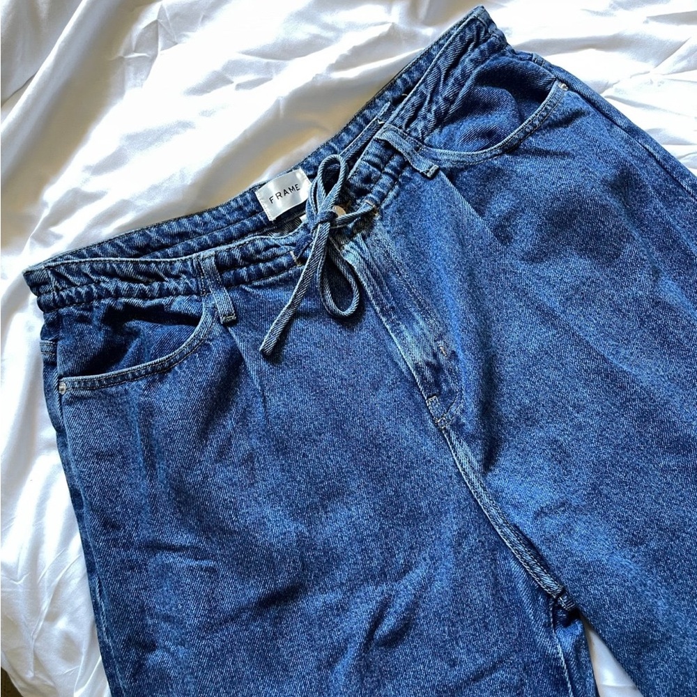 Frame Denim Drawstring Wide Leg Blue Jeans
